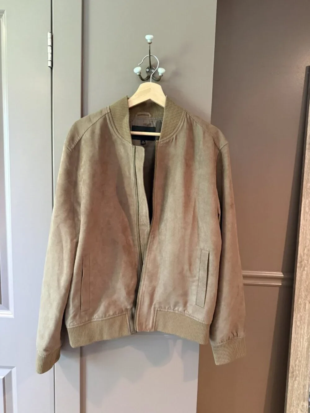 Banana Republic Tan Vegan Suede Bomber Jacket M